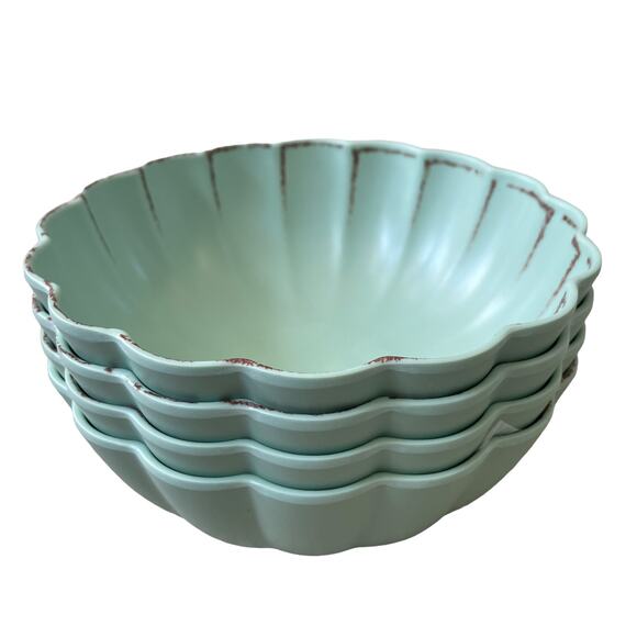 4pc SOHO LOFT Summer Matte Green Melamine 7.5" Salad Bowls Indoor Outdoor  NEW - Picture 4 of 7